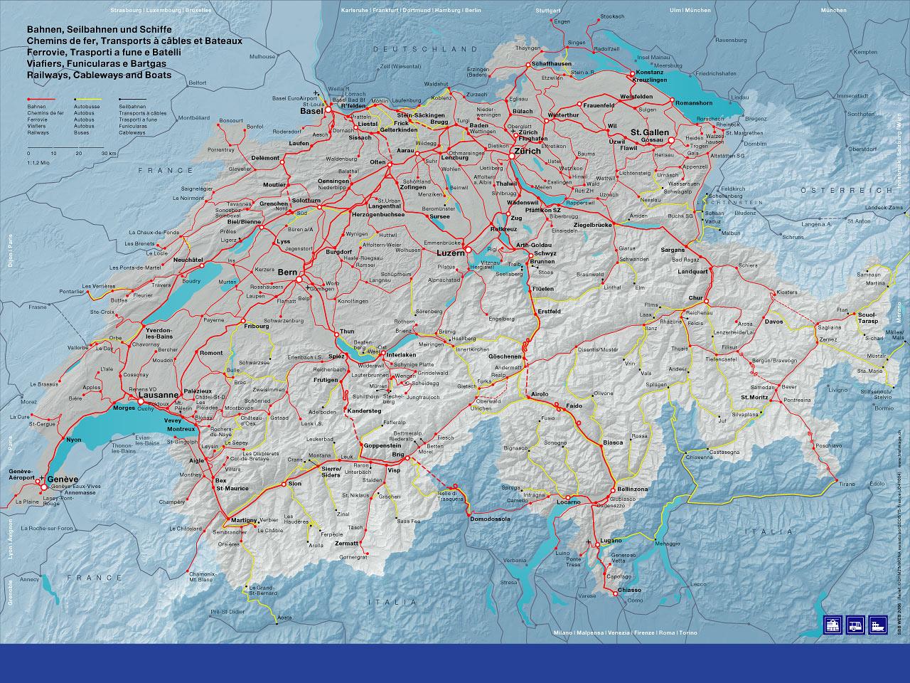 Sbb-Karte Schweiz - Karte der sbb-Karte Schweiz (Western Europe - Europe)