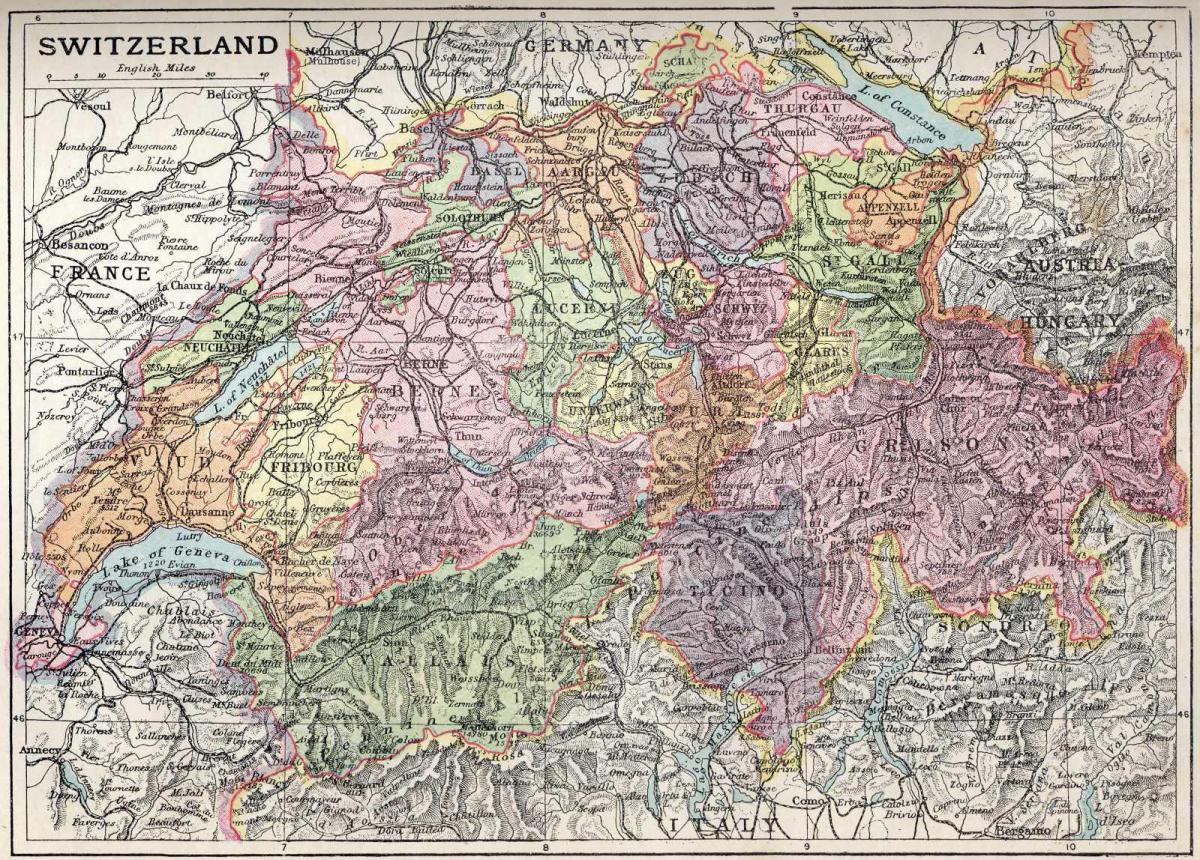 Karte alte Karte von der Schweiz