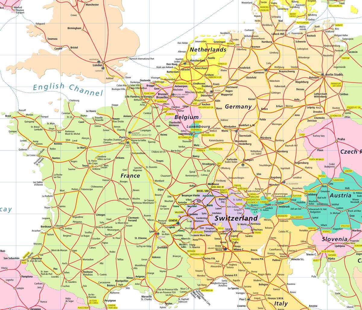 Europa-Karte zeigt die Schweiz