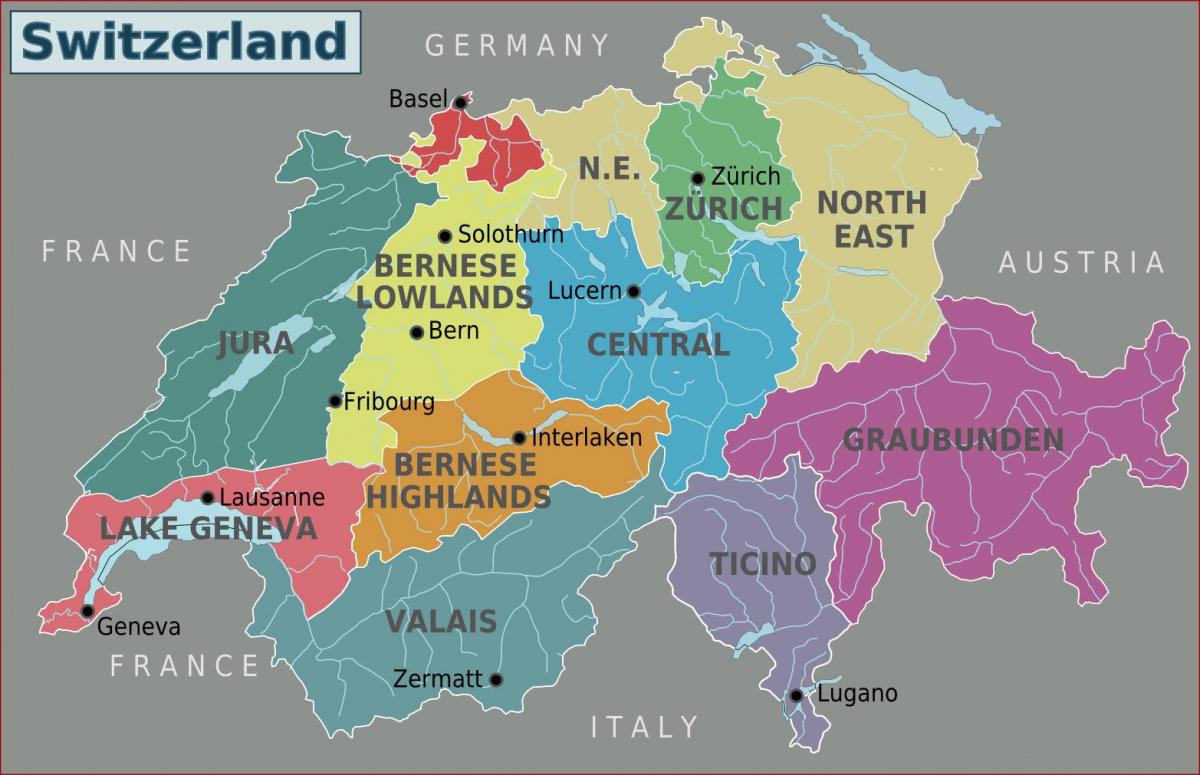 Karte des südlichen Schweiz