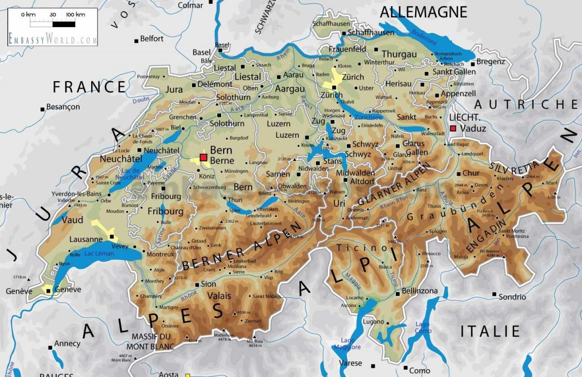 Schweiz Geographie Karte