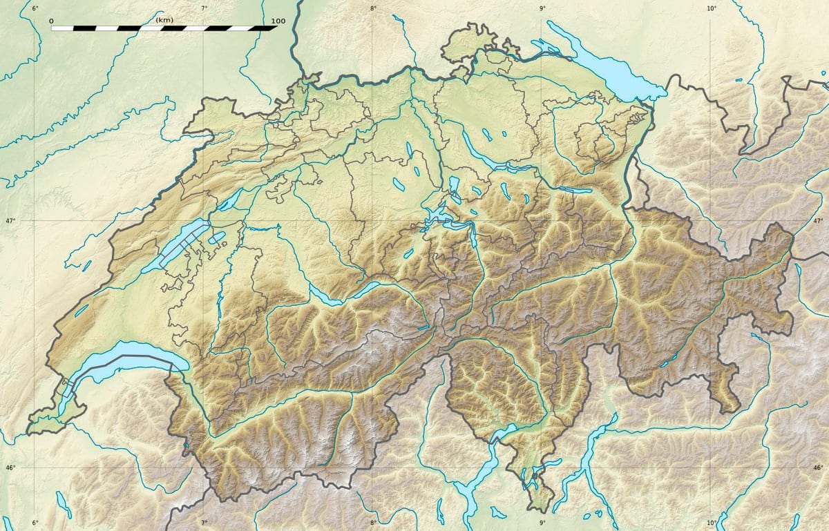 Karte der Schweiz relief