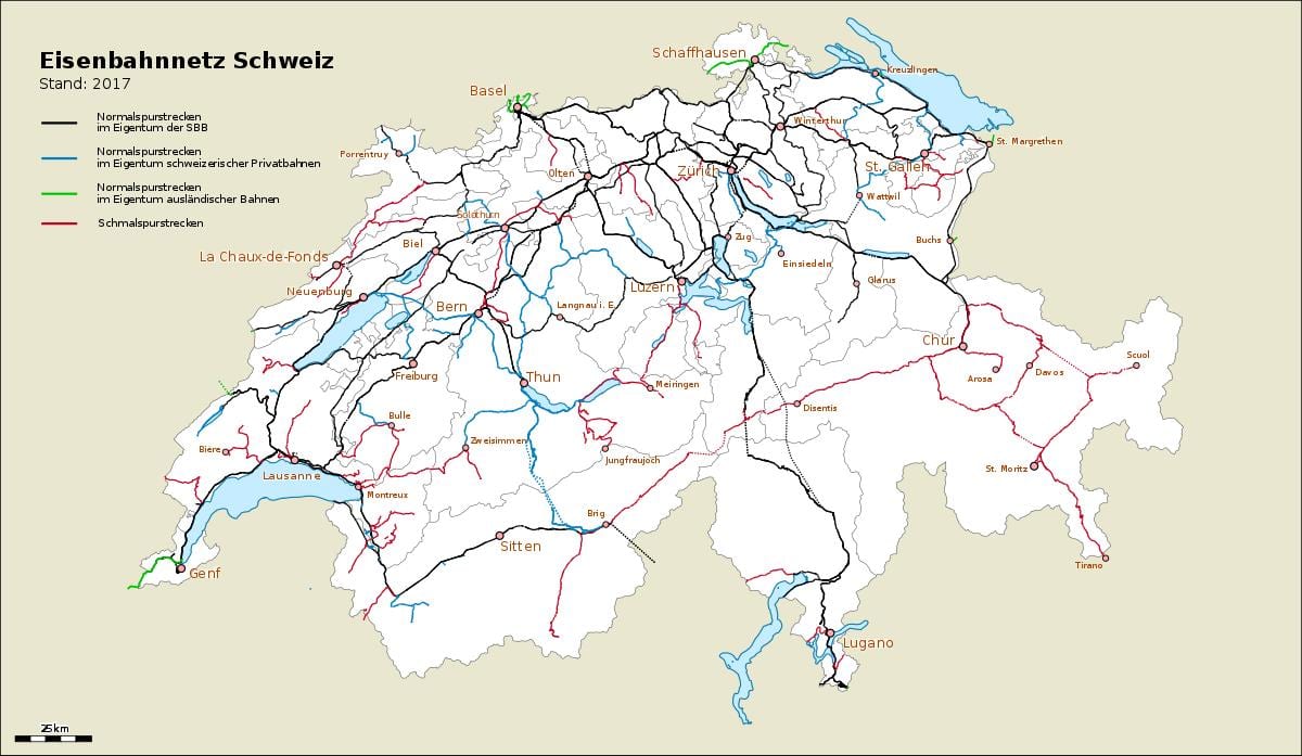 Karte der Schweiz ports