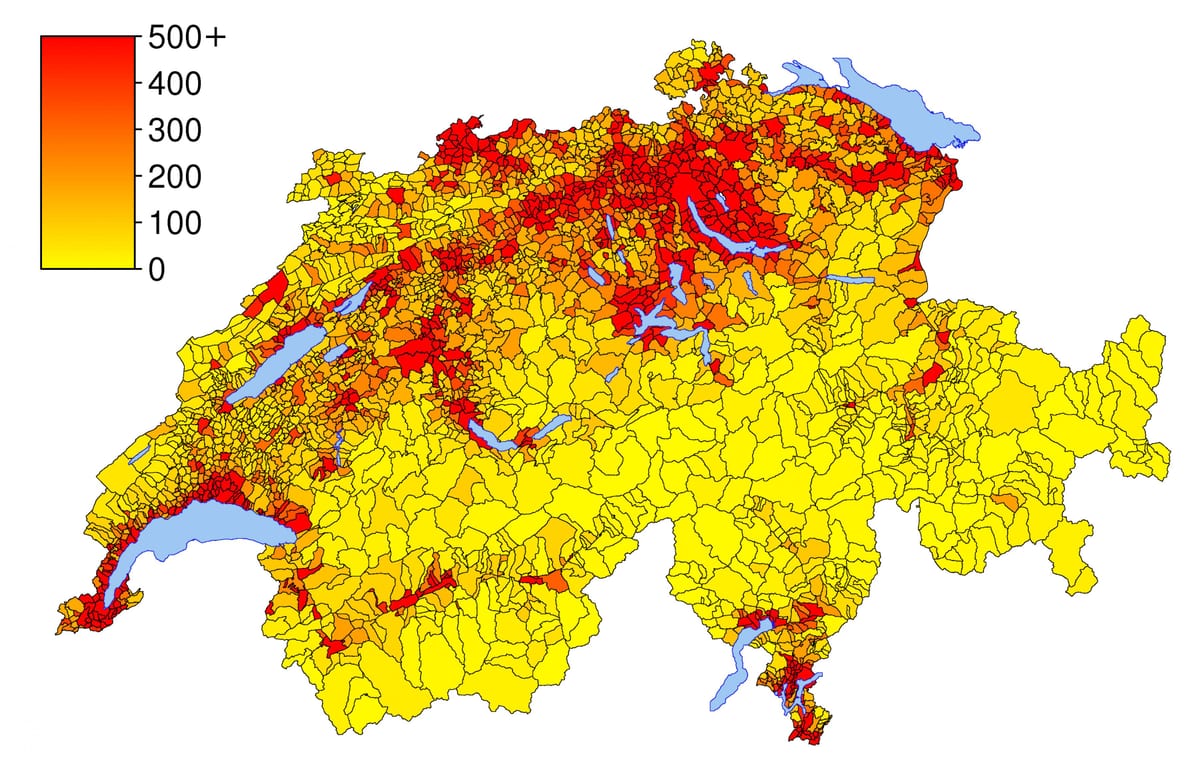 Schweiz Bevölkerung Dichte Karte