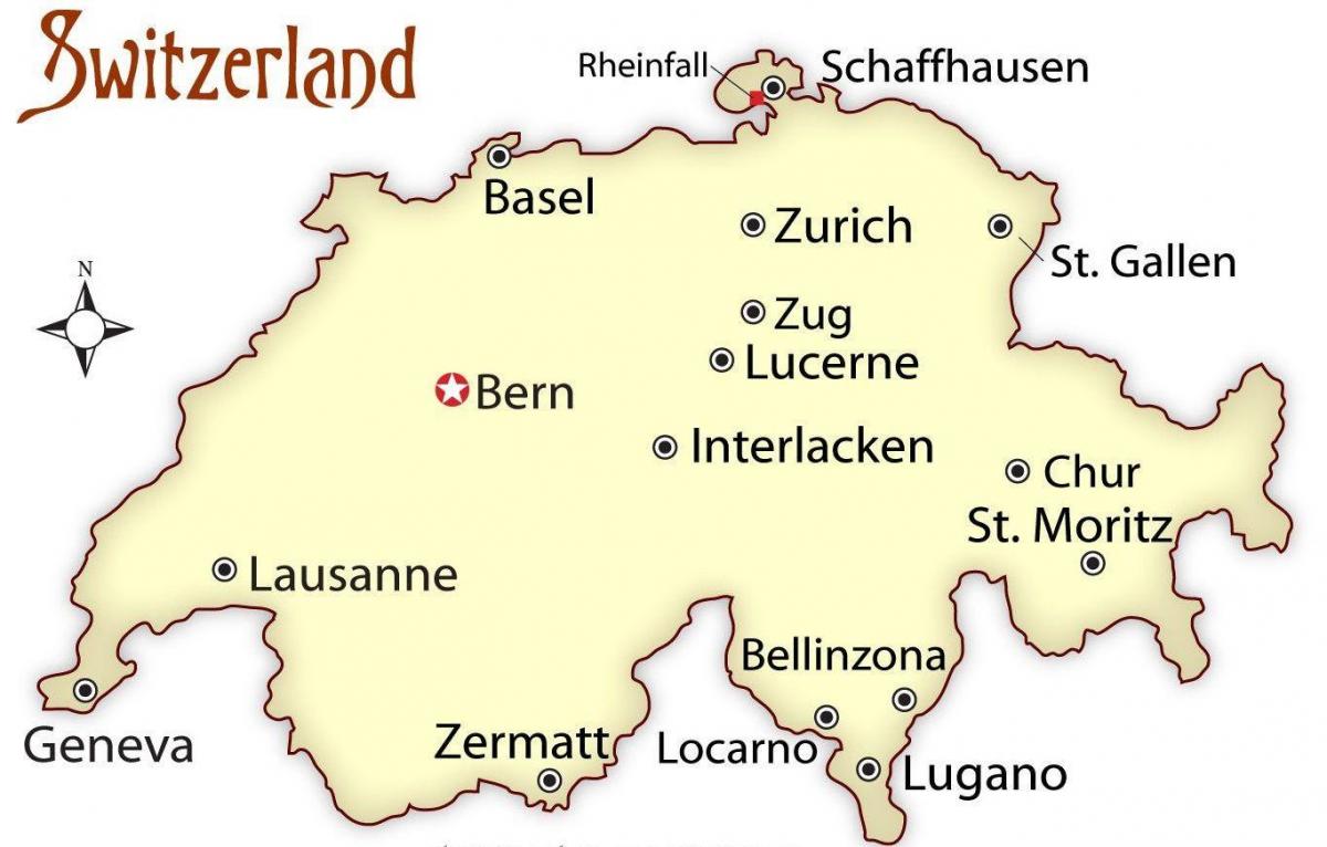 Karte der Schweiz Hauptstadt 