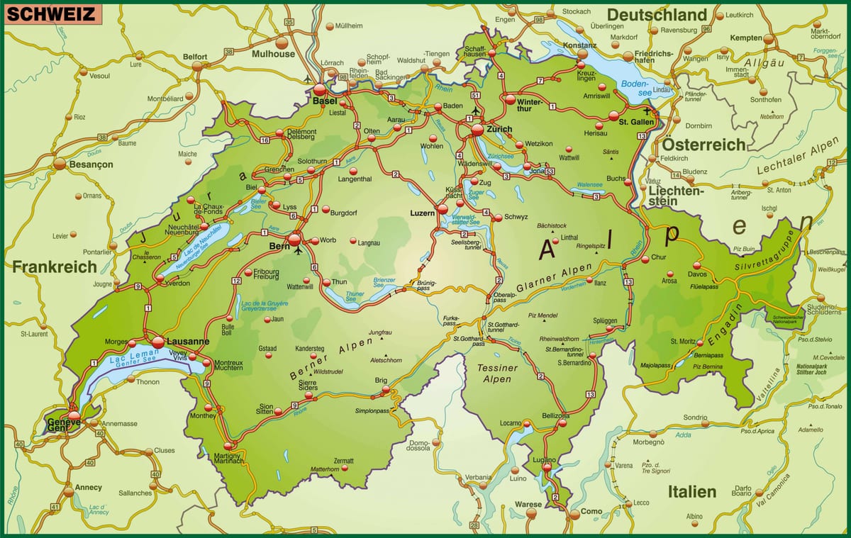 Karte von street-Stadtplan von basel (Schweiz)