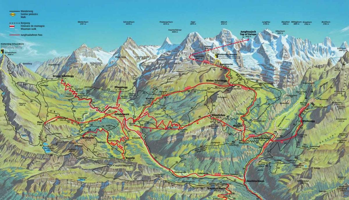 Karte Wanderkarte der Schweiz