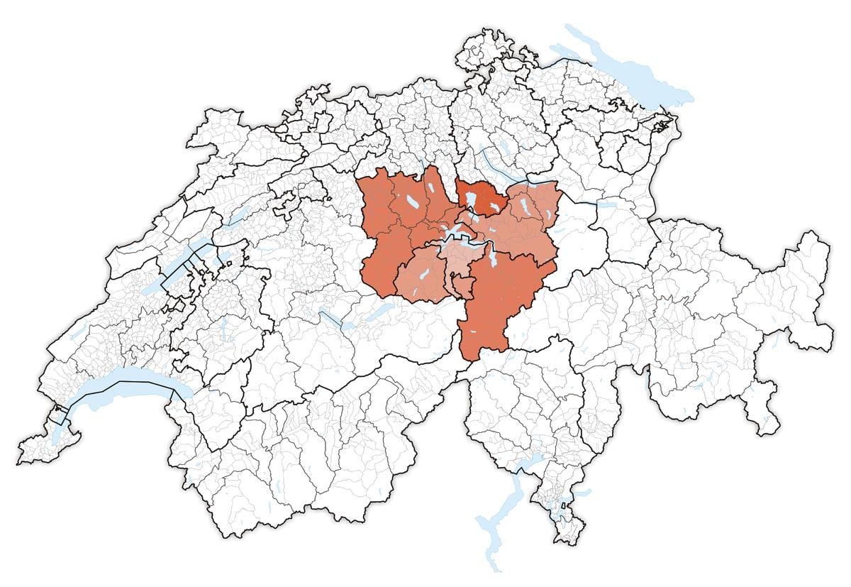 Karte der central Schweiz