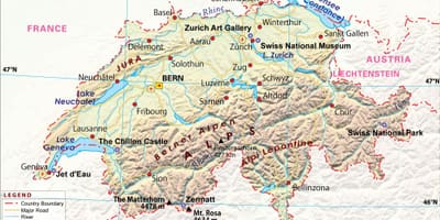 Karte der Flughäfen in der Schweiz