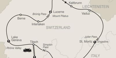 Karte der Schweiz Rundfahrten