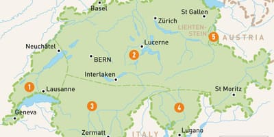 Karte der Schweiz Regionen