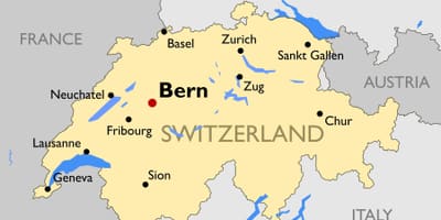 Karte der Schweiz mit den wichtigsten Städten