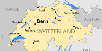 Karte der Schweiz mit den wichtigsten Städten
